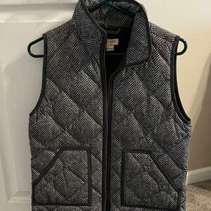 J. Crew Black and White Herringbone Vest